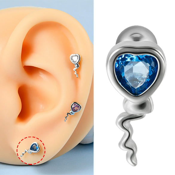 Stainless Steel Heartshaped Wings And Dog Footprints Demon Zircon Earrings With Diamond Design