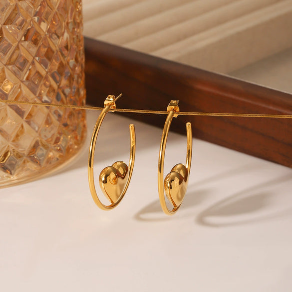 Stainless Steel Heartshaped Women's Ins Style Electroplated Earrings