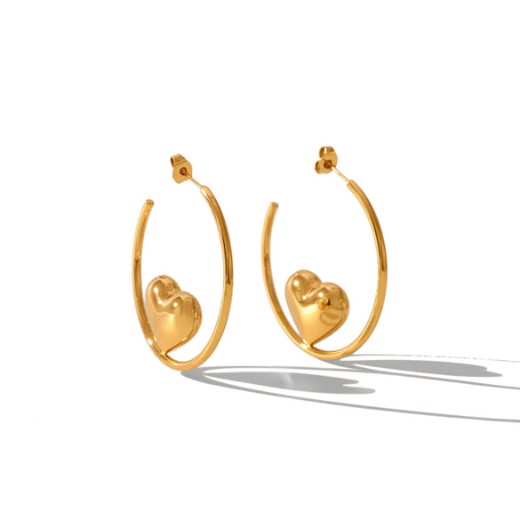 Stainless Steel Heartshaped Women's Ins Style Electroplated Earrings