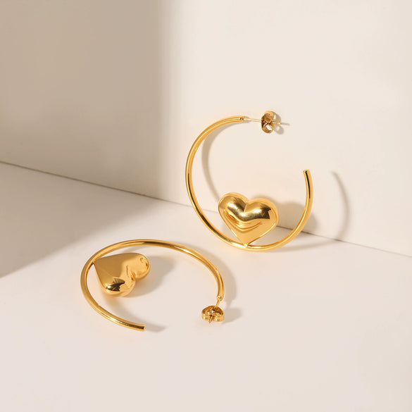 Stainless Steel Heartshaped Women's Ins Style Electroplated Earrings