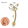 Stainless Steel Heartshaped Zircon Inlaid Flower Butterfly Ear Bone Nail Eyebrow Nail Piercing Earrings