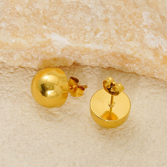 Stainless Steel Hemisphere Geometric Electroplated Women's Earrings