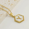 Stainless Steel Hexagonal Letter Pendant Necklace Electroplating Geometry Style For Women
