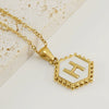 Stainless Steel Hexagonal Letter Pendant Necklace Electroplating Geometry Style For Women