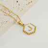 Stainless Steel Hexagonal Letter Pendant Necklace Electroplating Geometry Style For Women