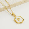 Stainless Steel Hexagonal Letter Pendant Necklace Electroplating Geometry Style For Women
