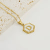 Stainless Steel Hexagonal Letter Pendant Necklace Electroplating Geometry Style For Women