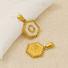 Stainless Steel Hexagonal Letter Pendant Necklace Electroplating Geometry Style For Women