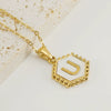 Stainless Steel Hexagonal Letter Pendant Necklace Electroplating Geometry Style For Women