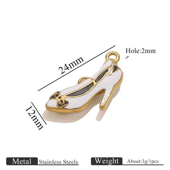 Stainless Steel High Heels Lipstick Oil Drop Charm Necklace Earring Accessories