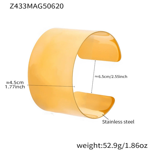 316L Stainless Steel Highgloss Gold Electroplated Open Bracelet Fashion Jewelry