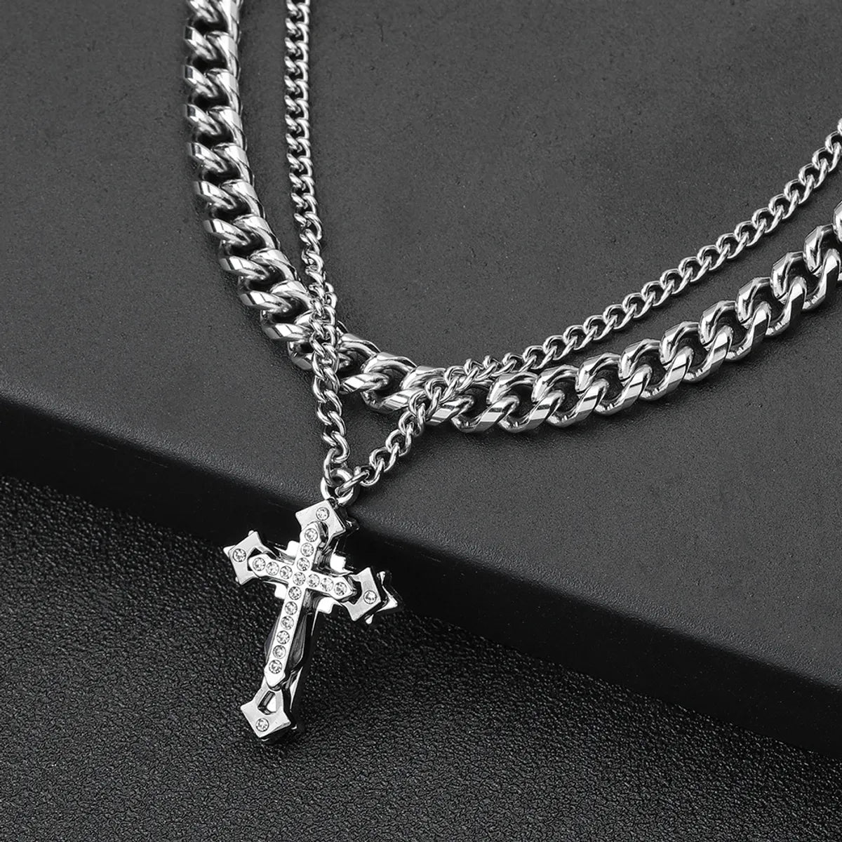 Stainless Steel Hip-Hop Cross Necklace