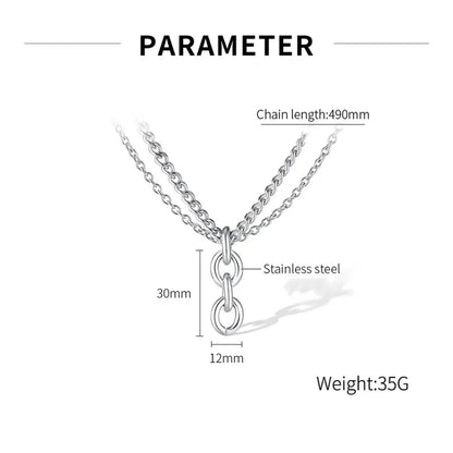 Stainless Steel Hip-Hop Geometric Double Layer Necklaces