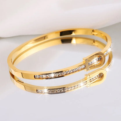 Stainless Steel Hip-Hop Geometric Solid Color Plating Bangle