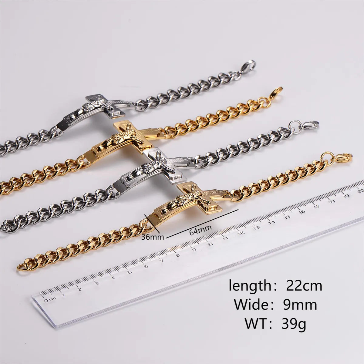 Stainless Steel Hip-Hop Human Cross Plating Bracelets