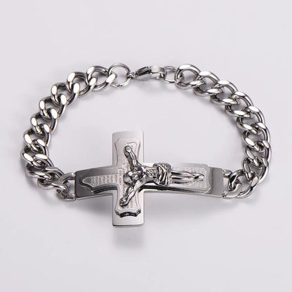 Stainless Steel Hip-Hop Human Cross Plating Bracelets