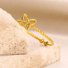 Stainless Steel Hip Hop Line Cross Heartshaped Butterfly Opening Ring Electroplated Unisex