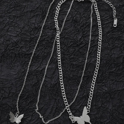 Hip-Hop Simple Style Butterfly Steel Women'S Necklace