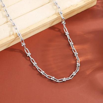 Stainless Steel Hip-Hop Simple Style Solid Color Necklace