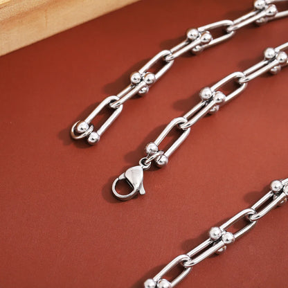 Stainless Steel Hip-Hop Simple Style Solid Color Necklace