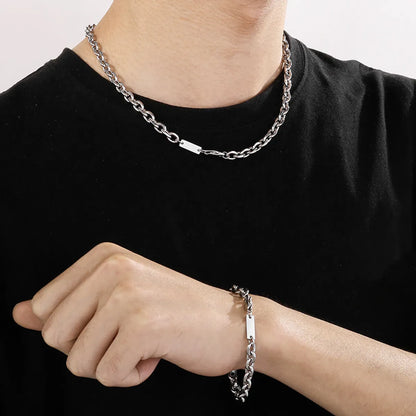 Stainless Steel Hip-Hop Solid Color Bracelets Necklace