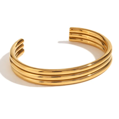 Hip-Hop Solid Color 304 Stainless Steel 18K Gold Plated Bangle In Bulk