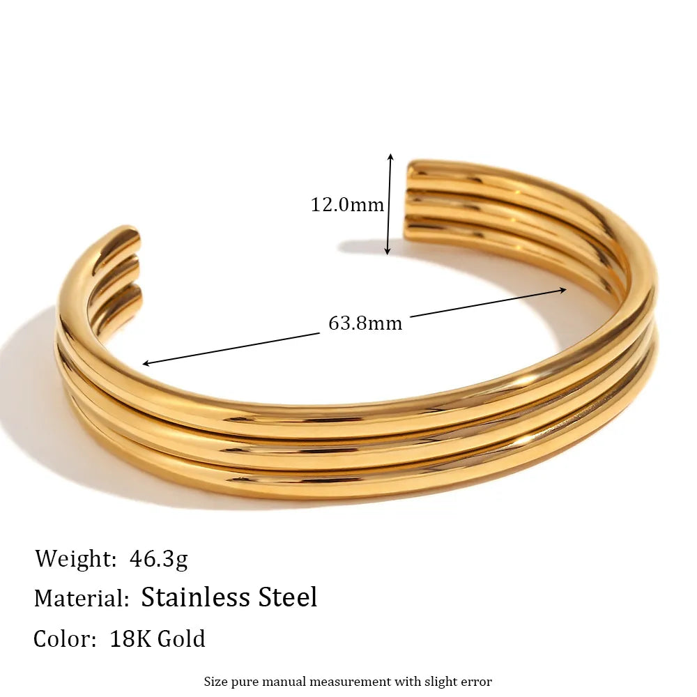 Hip-Hop Solid Color 304 Stainless Steel 18K Gold Plated Bangle In Bulk