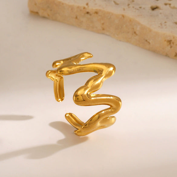 Stainless Steel Hip Hop Style Electroplated Ring For Women