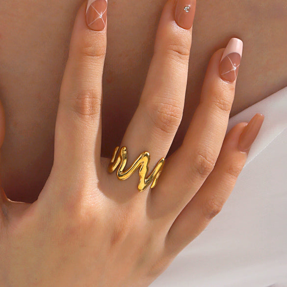 Stainless Steel Hip Hop Style Electroplated Ring For Women