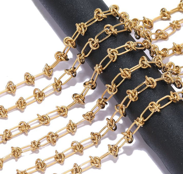 Stainless Steel Hiphop Oshaped Knotted Chain Bracelet Necklace Jewelry Accessories With Electroplating