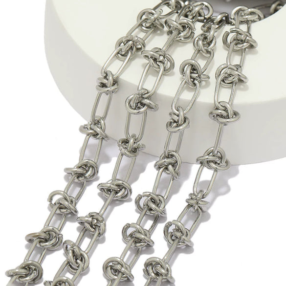 Stainless Steel Hiphop Oshaped Knotted Chain Bracelet Necklace Jewelry Accessories With Electroplating