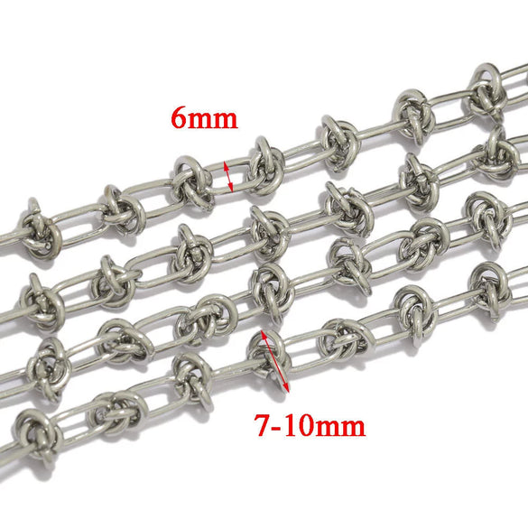 Stainless Steel Hiphop Oshaped Knotted Chain Bracelet Necklace Jewelry Accessories With Electroplating