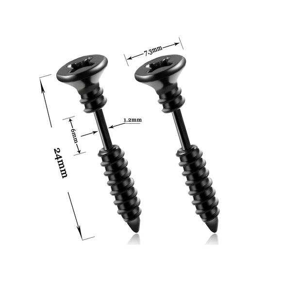 Stainless Steel Hiphop Screw Cross Earrings Vacuum Plating Color Retention Jewelry
