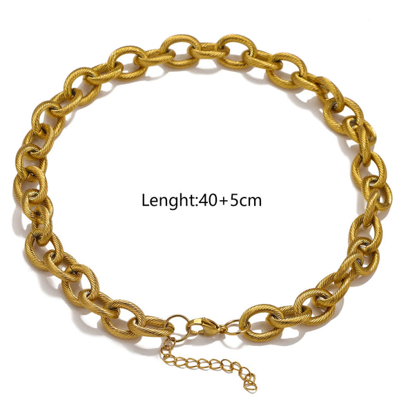 Stainless Steel Hiphop Spiral Ochain Necklace Bracelet Geometric Electroplated Punk Style