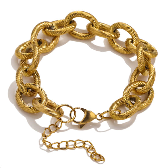 Stainless Steel Hiphop Spiral Ochain Necklace Bracelet Geometric Electroplated Punk Style
