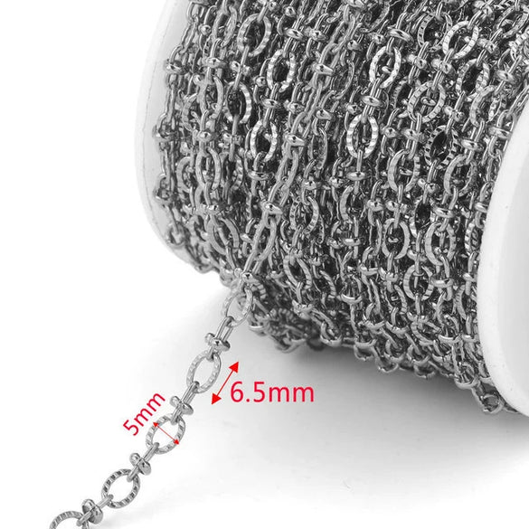 Stainless Steel Hiphop Style Oval Cuban Chain With Totem Pattern Electroplated Handmade Jewelry Making Accessories For Necklace And Bracelet