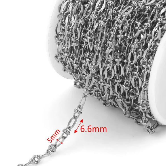 Stainless Steel Hiphop Style Oval Cuban Chain With Totem Pattern Electroplated Handmade Jewelry Making Accessories For Necklace And Bracelet