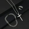 Stainless Steel Hiphop Trendy Cross Threepiece Jewelry Set