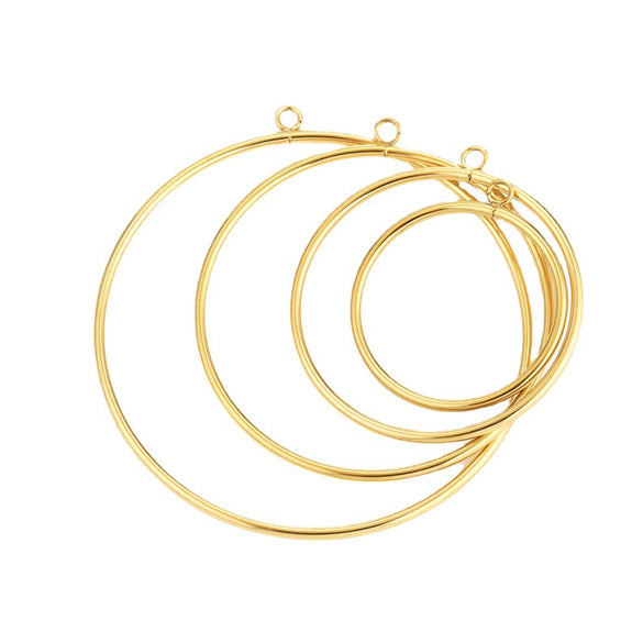 Stainless Steel Hirback Pattern Circle Pendant And Earrings Diy Jewelry Accessories Handmade With Welding And Electroplating
