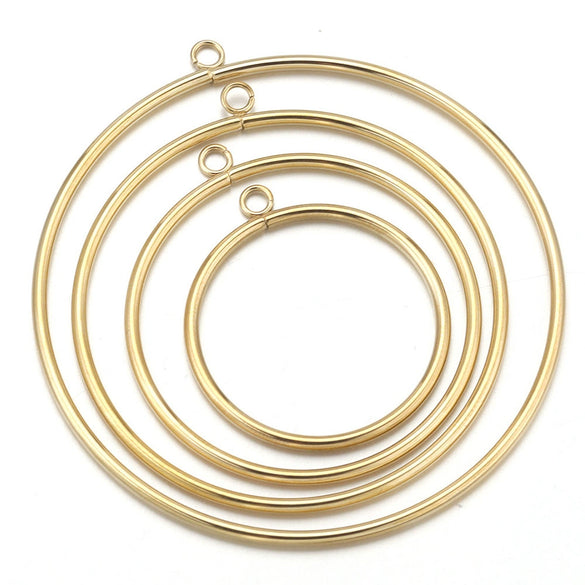 Stainless Steel Hirback Pattern Circle Pendant And Earrings Diy Jewelry Accessories Handmade With Welding And Electroplating