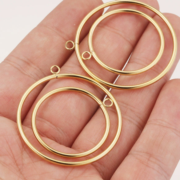 Stainless Steel Hirback Pattern Circle Pendant And Earrings Diy Jewelry Accessories Handmade With Welding And Electroplating