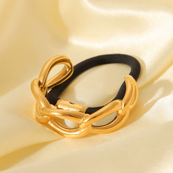 Stainless Steel Hollow Chain Hair Ring And Headband With Electroplating High Elasticity Hair Accessories