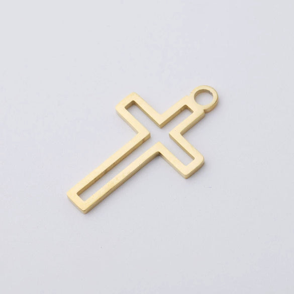 Stainless Steel Hollow Cross Pendant Hip Hop Necklace Women Jewelry Accessories Fine Polishing