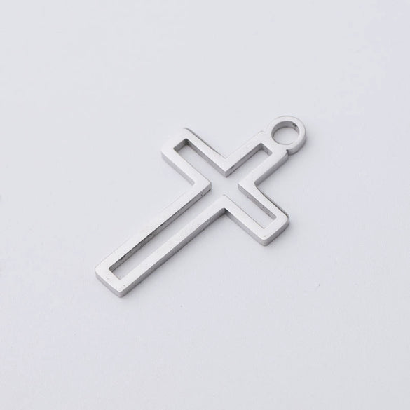 Stainless Steel Hollow Cross Pendant Hip Hop Necklace Women Jewelry Accessories Fine Polishing
