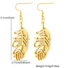 Stainless Steel Hollow Feather Pendant Necklace And Earrings Set Electroplated Light Luxury Clavicle Chain Jewelry For Women