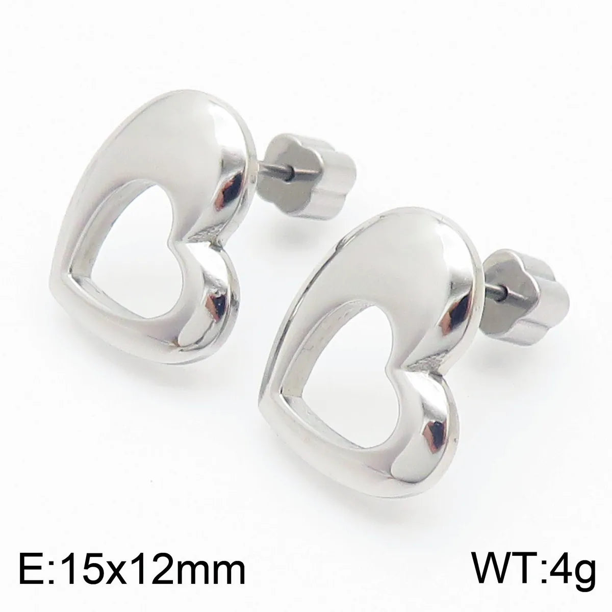 Fashion Heart Titanium Steel No Inlaid 18K Gold Plated Earrings Ear Studs