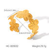 Stainless Steel Hollow Leaves Flower Bow Opening Bracelet Electroplated