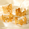 Stainless Steel Hollow Leaves Flower Bow Opening Bracelet Electroplated