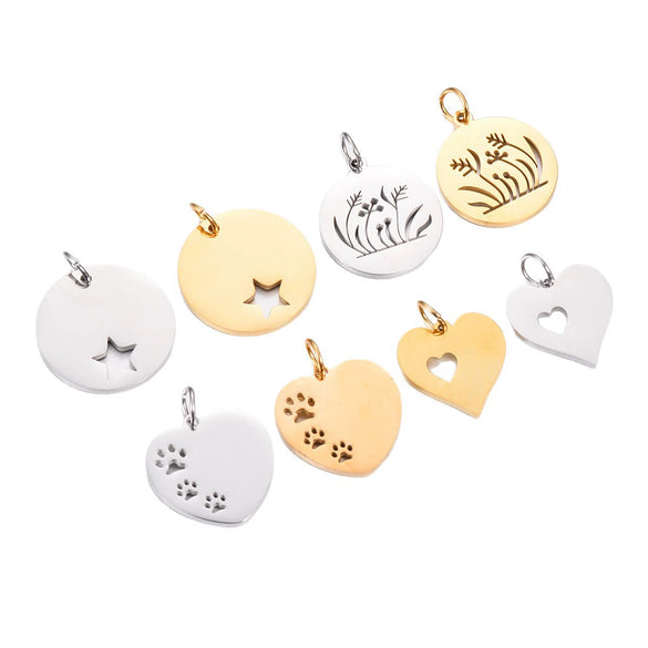 Stainless Steel Hollow Love Circle Pendant Jewelry Accessories With Polishing And Electroplating