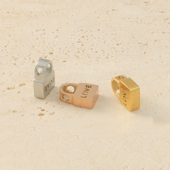 Stainless Steel Hollow Love Lock Hole Beads Mirror Finish Polishing Diy Couple Necklace